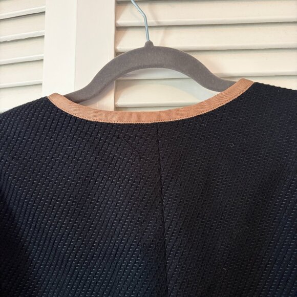 Talbots Textured Piped Coatigan 12 black tan snap - Picture 6 of 9